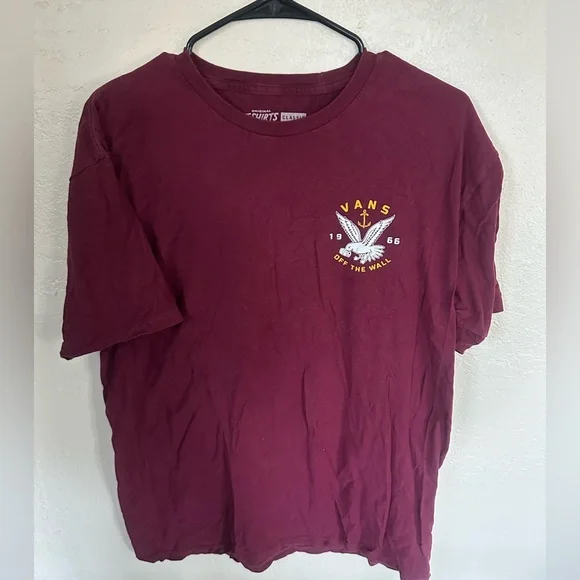 Vans Burgundy Tee with White and Yellow Seagull Graphic - Picture 2 of 5